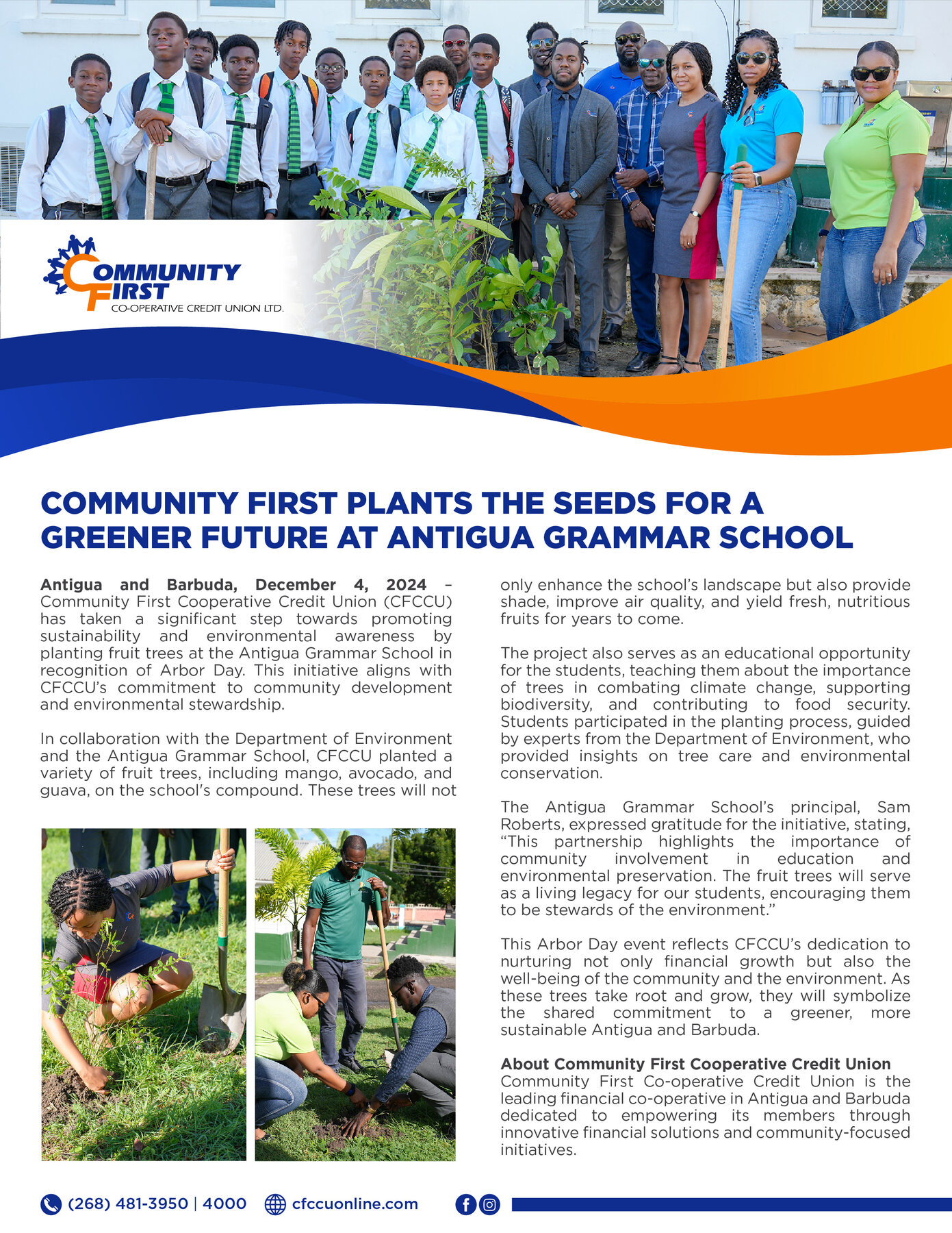Community First Plants the Seeds for a Greener Future at Antigua Grammar School