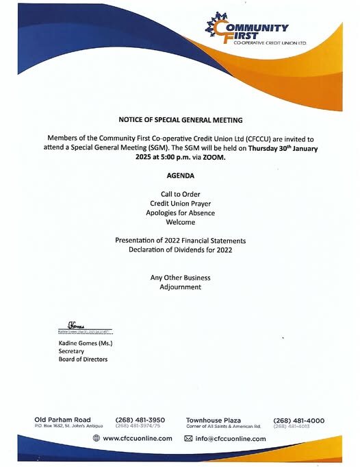 Notice of Special General Meeting – January 30, 2025