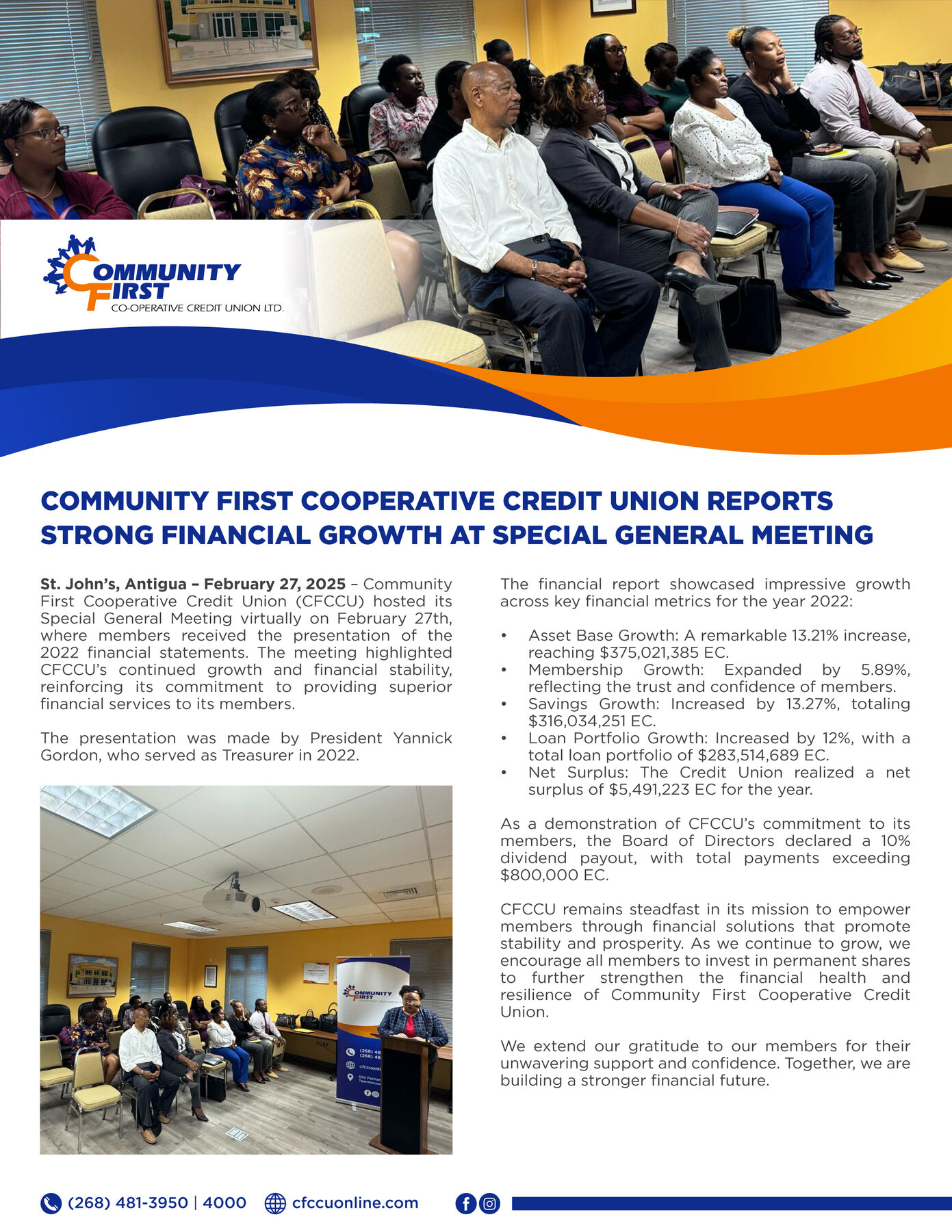 Community First Reports Strong Financial Growth at Special General Meeting