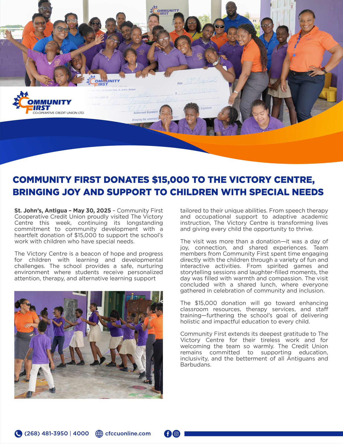 Community First Donates $15,000 to the Victory Centre
