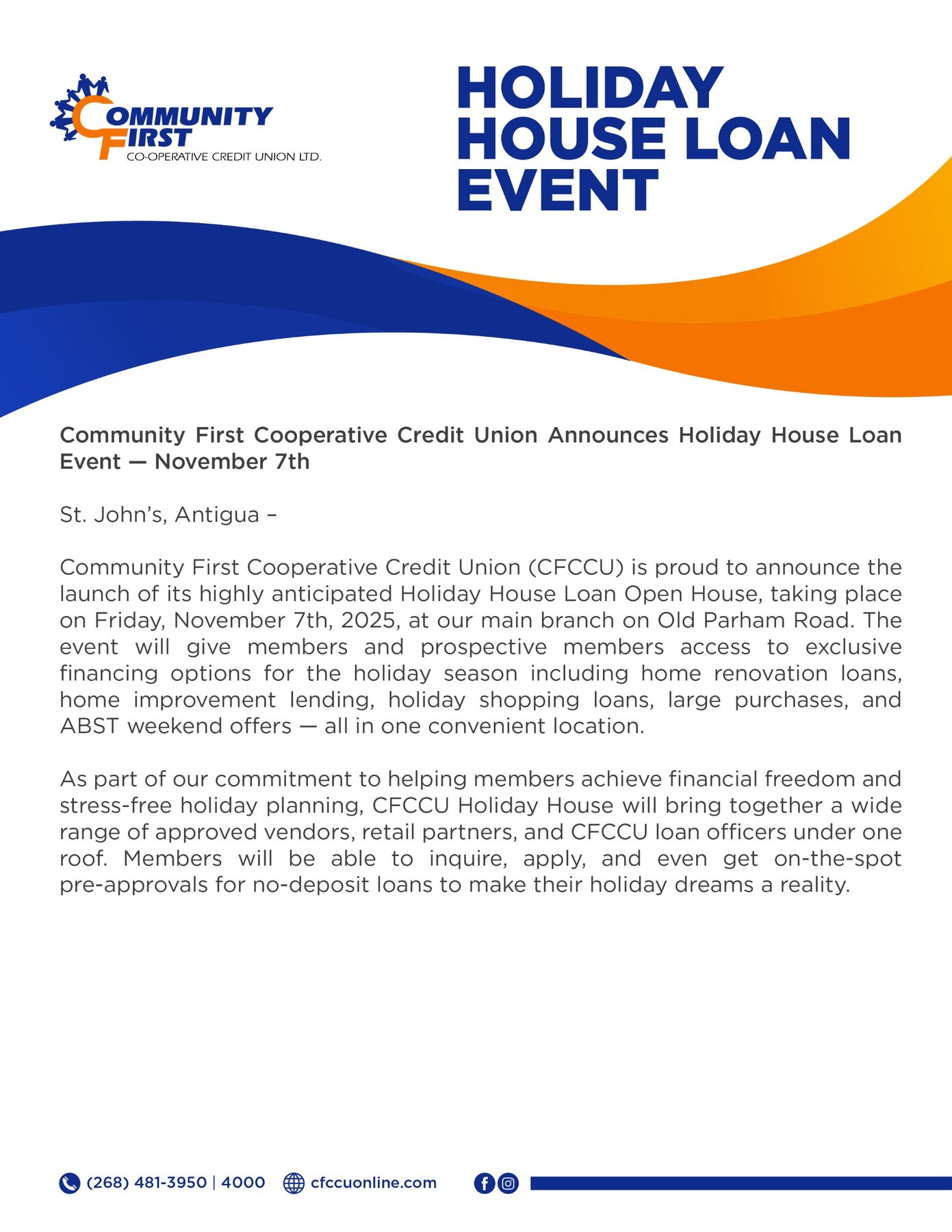 CFCCU holiday house event announcement