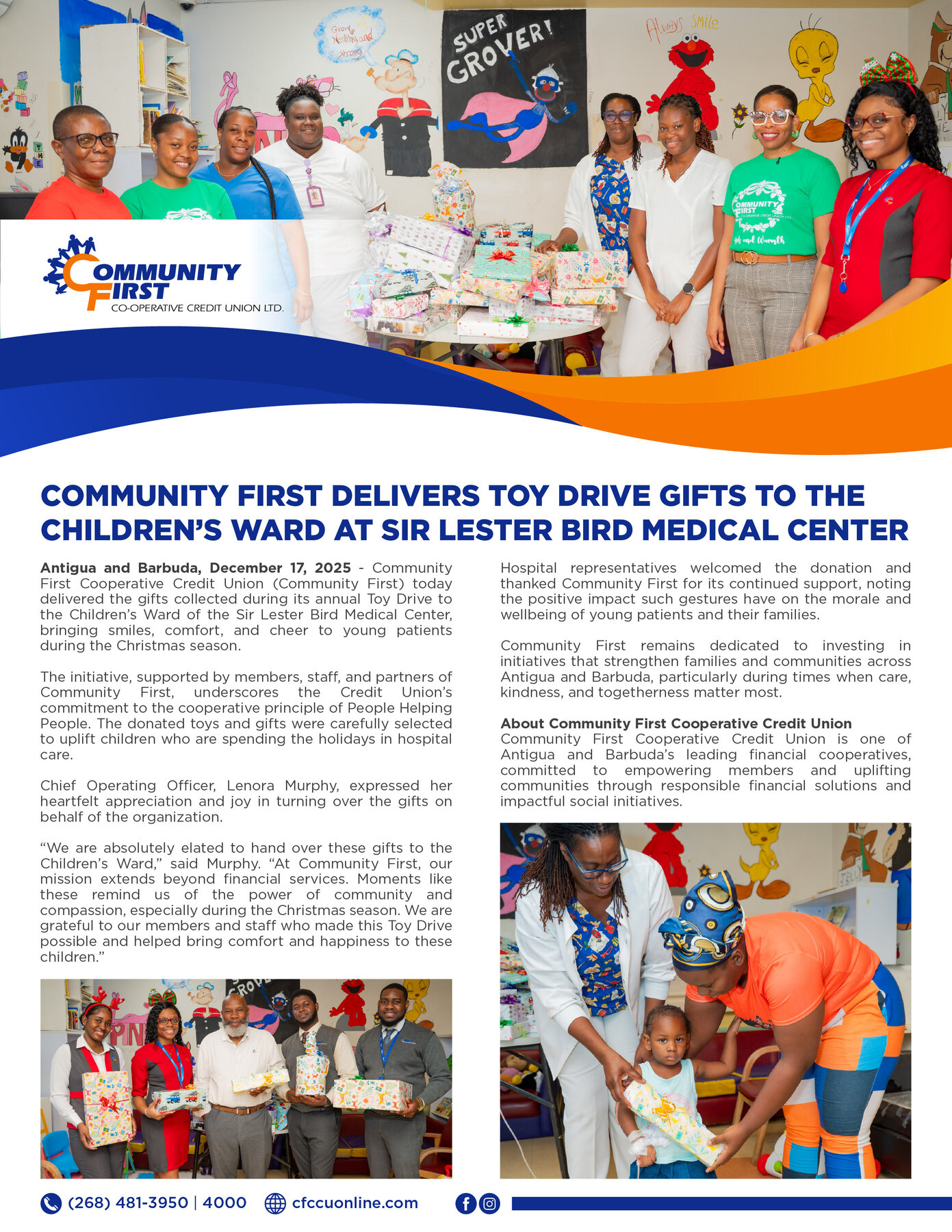 Community First Delivers Toy Drive Gifts to the Children’s Ward