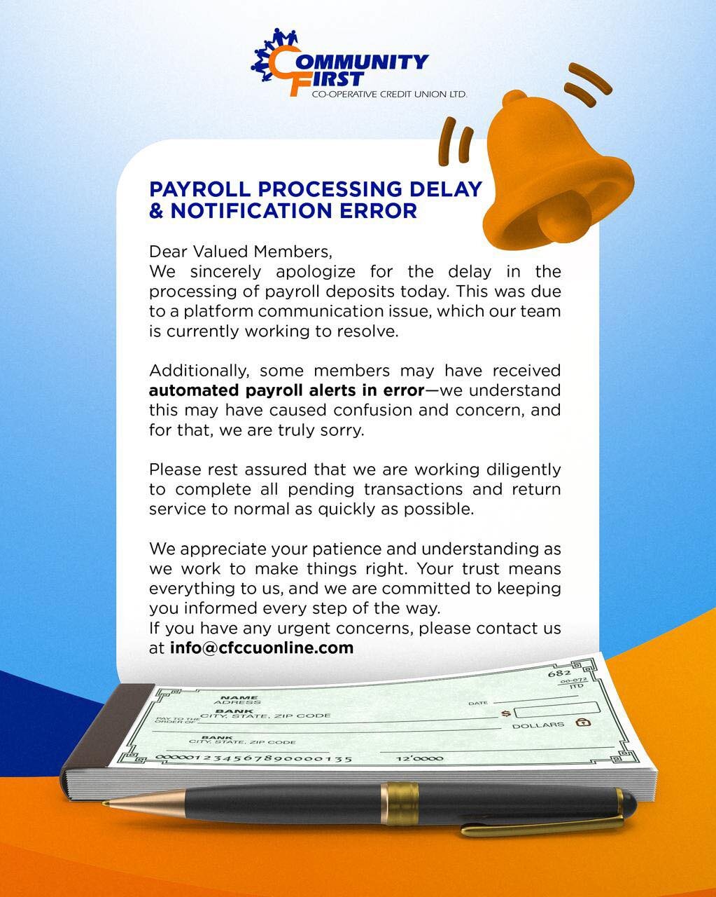 Payroll Processing Delay and Notification Error